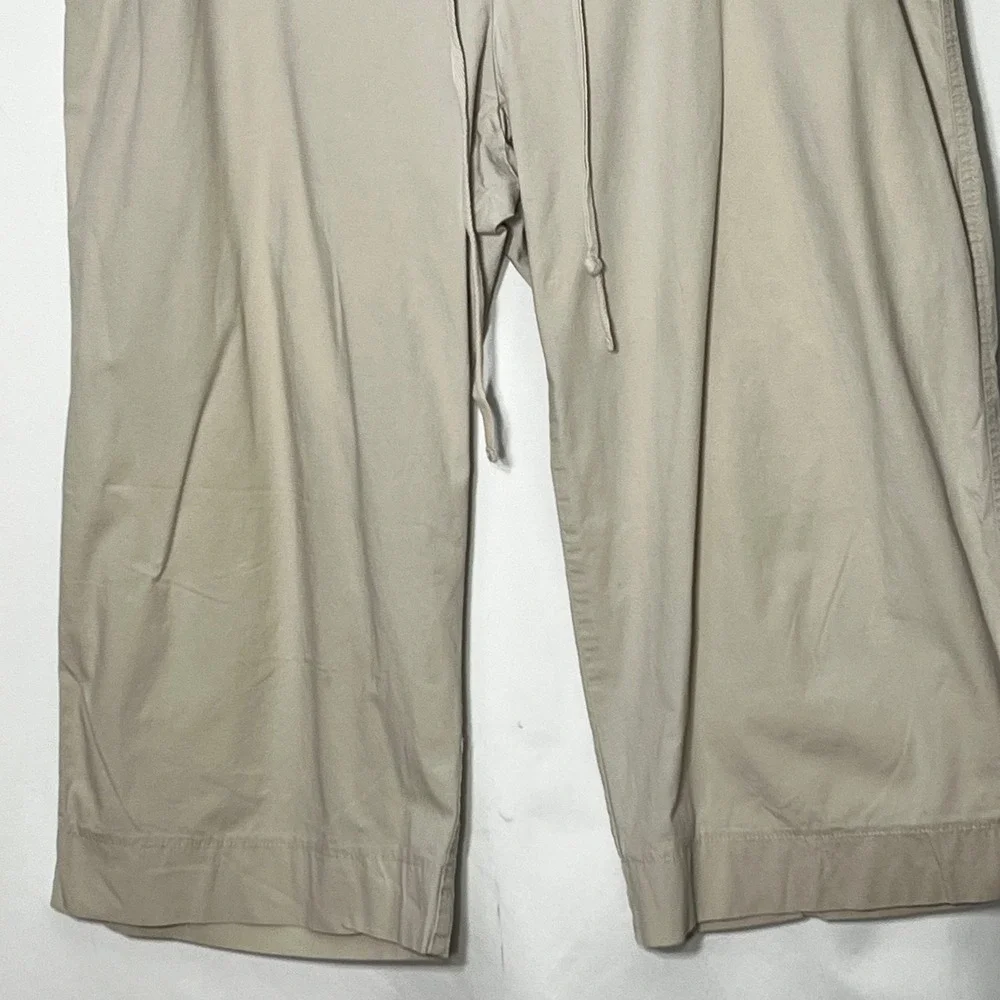 Kim Rogers‎ Womens Khaki Tan Wide Leg Cropped Capri Pants Drawstring Size 16